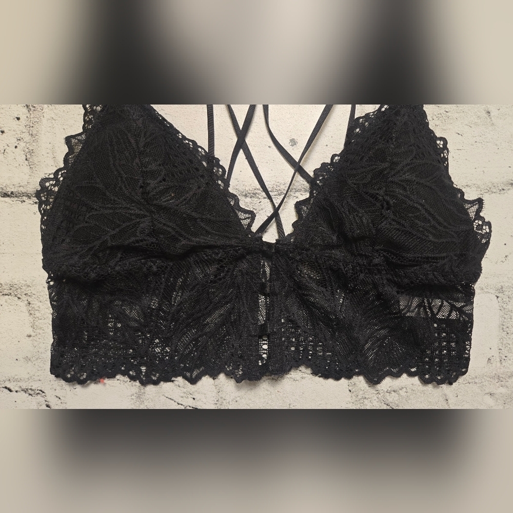 Lace Bralette Bundle M Rose & Vine Black Red Set - Picture 13 of 13